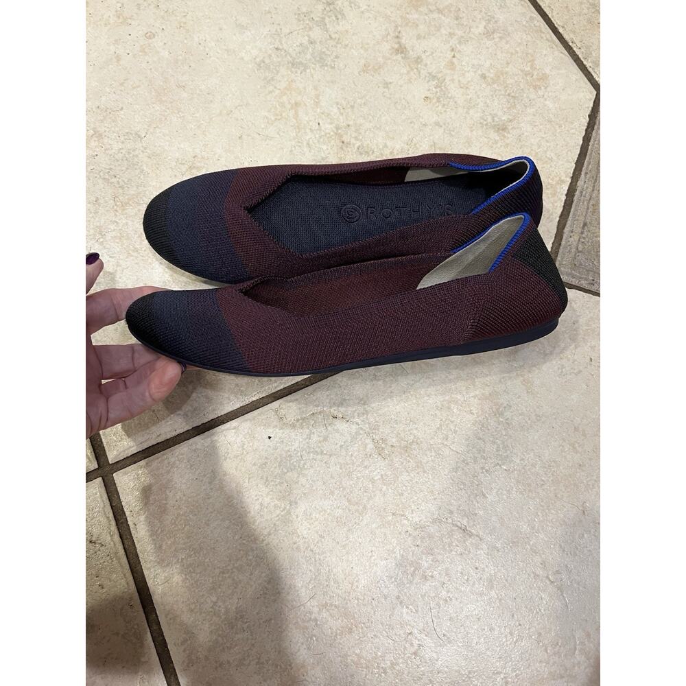 Rothy’s The Flat Cabernet Big Stripe Round Toe Ballet Flats Sz 9.5 - Picture 4 of 10